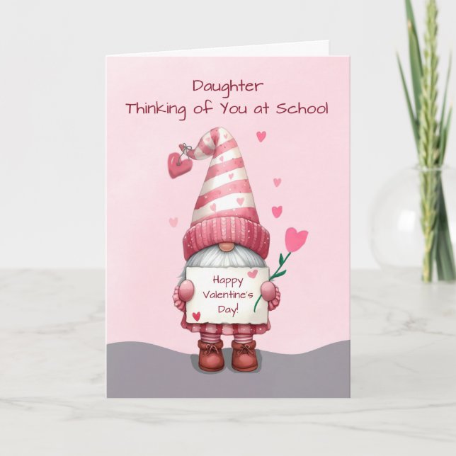 Dotter Away vid College Valentines day Gnome Kort (Framsida)
