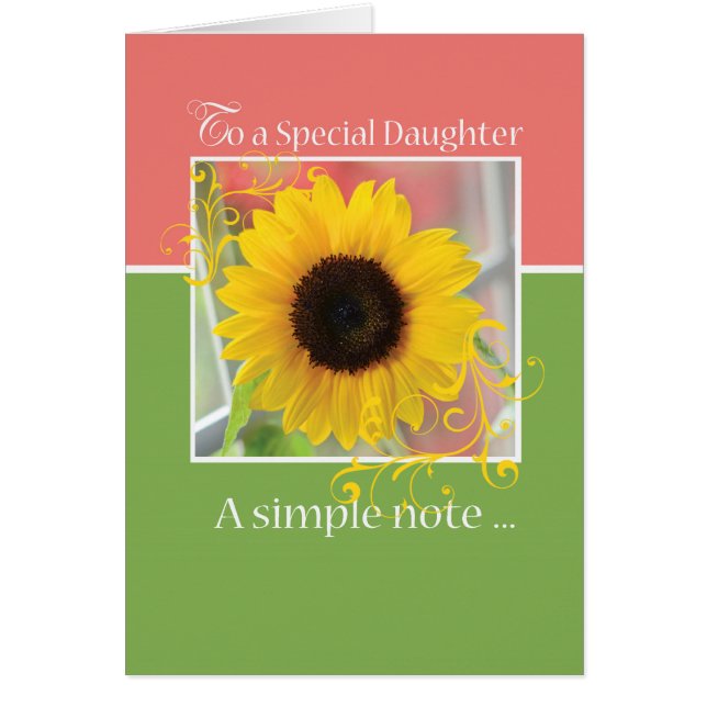 Dotter, bara en anteckningssolros hälsningskort (Framsidan)