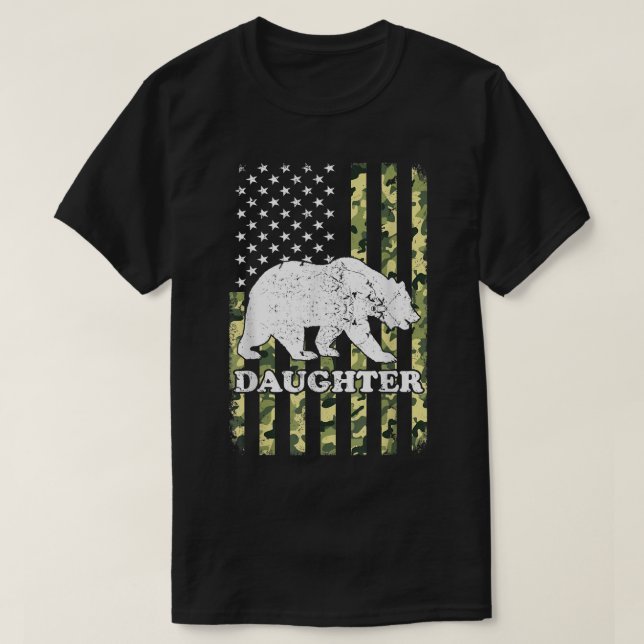 Dotter Bear Camping Hiking Camouflage USA Americ T Shirt (Design framsida)