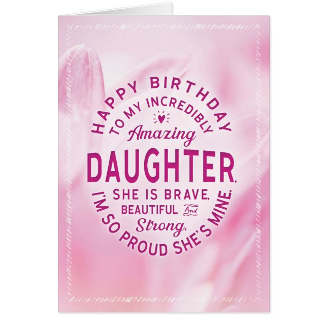Dotter Birthday Min otroliga Fantastisk Dotter Hälsningskort (Framsidan)