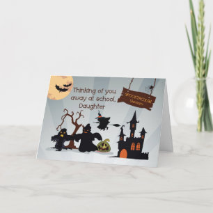 Dotter bort på roliga Halloween för högskola Kort
