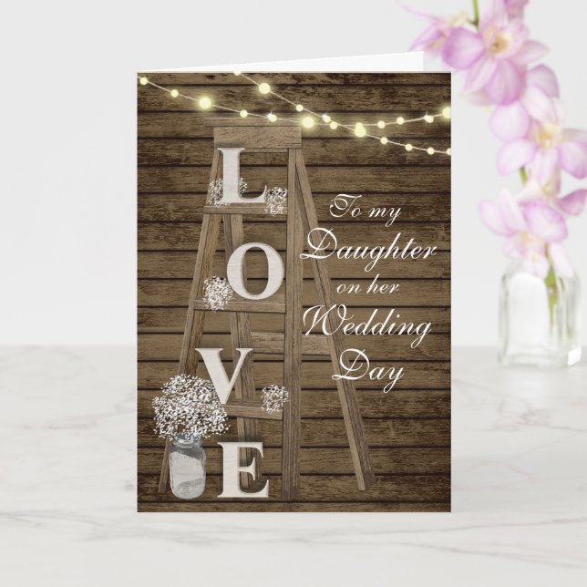 Dotter Bröllopsdag Rustic Ladder Card Kort (Orkide)