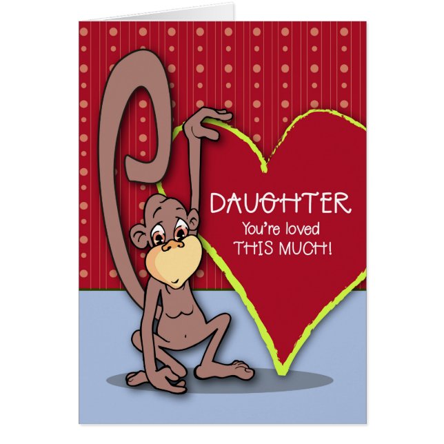 Dotter Cute Monkey på Alla hjärtans dag Hälsningskort (Framsidan)