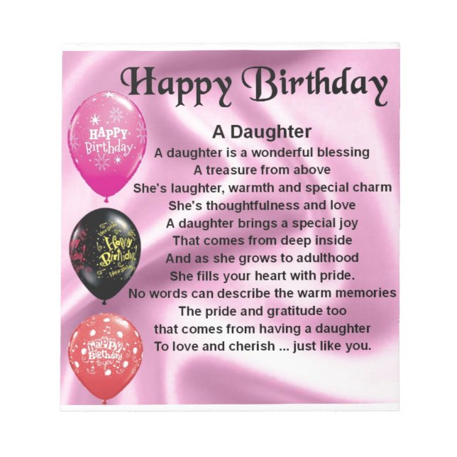 dotter dikt grattis på födelsedagen anteckningsblock (Framsida)