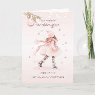 Dotter/Dotterdotter Rosa jul litet flicka Helgkort