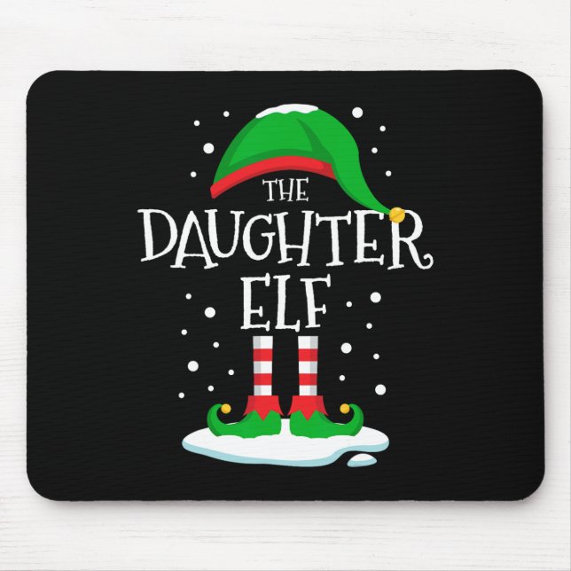 Dotter Elf-julfamiljen som matchar Julafton Gr Musmatta (Framsidan)