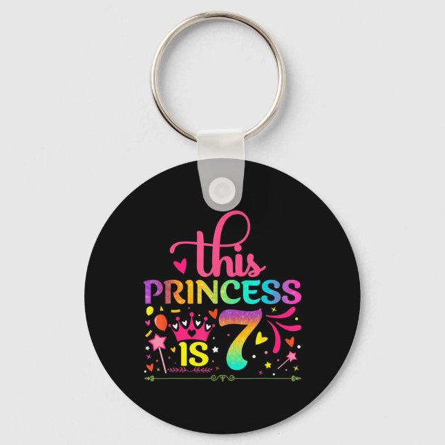 Dotter Födelsedag 7 År Gammal Prinsessa Flicka 7:e Nyckelring (Framsida)