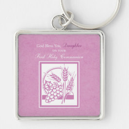 Dotter Första kommunen, Rosa Fyrkantig Silverfärgad Nyckelring