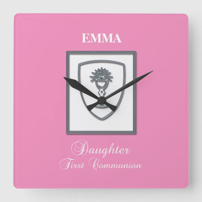 Dotter, första kommunfullmäktige Silver Chalice Fyrkantig Klocka (Framsida)