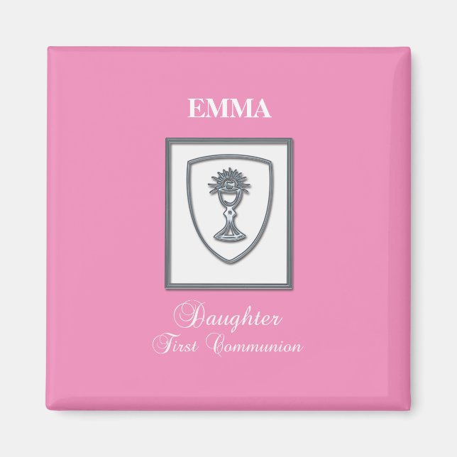 Dotter, första kommunion silverkalk magnet (Framsidan)