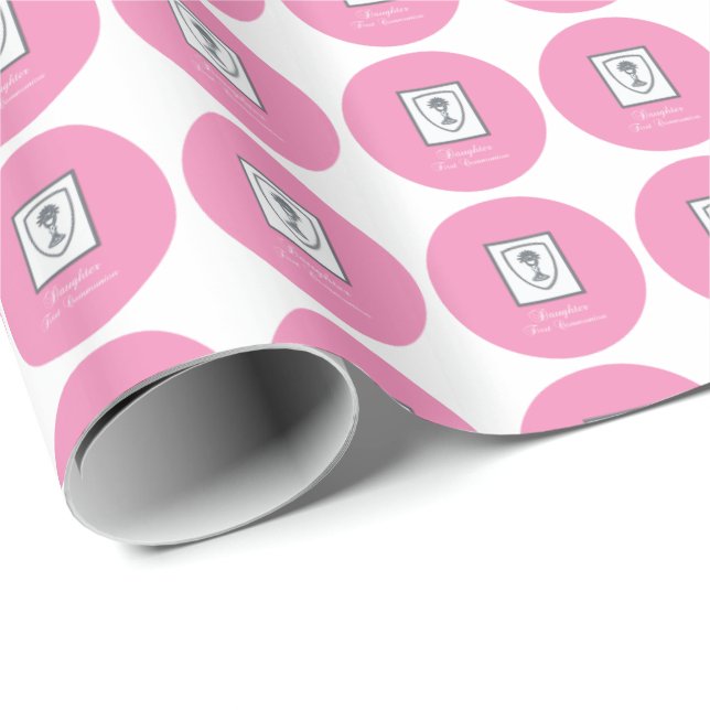 Dotter, första kommunion silverkalk presentpapper (Rullad Hörn)