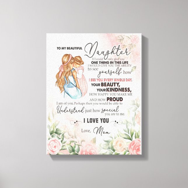 Dotter Gift | Brev till min dotter från Mamma Canvastryck (Framsida)