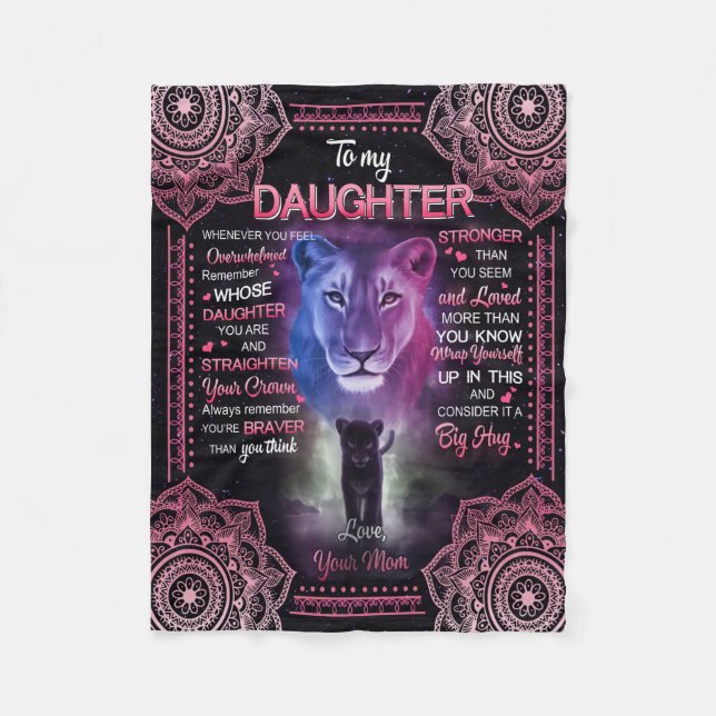 Dotter Gift| Brev till min dotter från Mamma Fleecefilt (Framsidan)