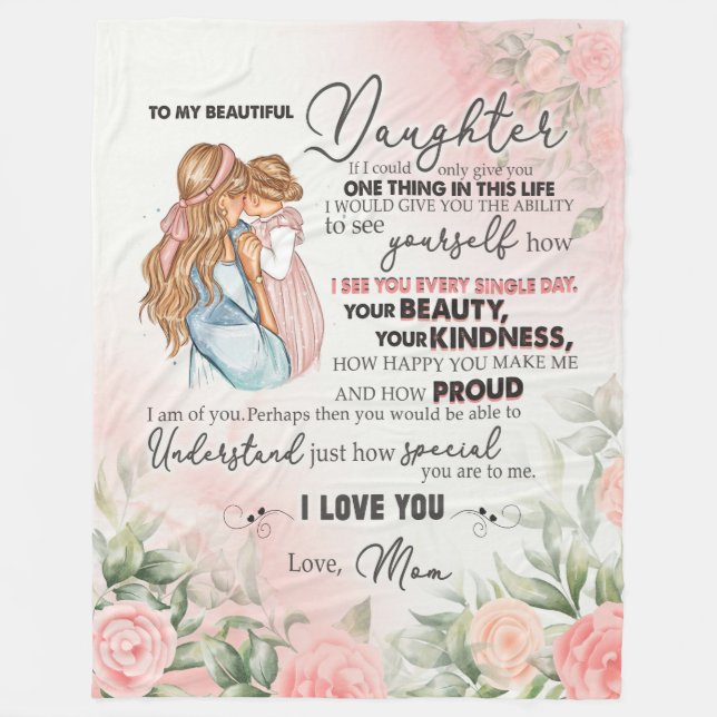 Dotter Gift | Brev till min dotter från Mamma Fleecefilt (Framsidan)