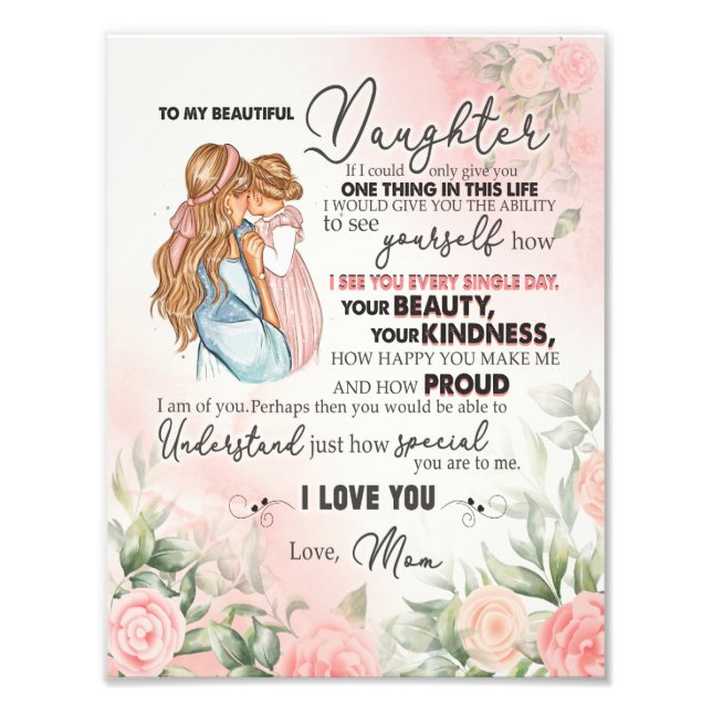 Dotter Gift | Brev till min dotter från Mamma Fototryck (Framsidan)