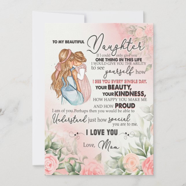 Dotter Gift | Brev till min dotter från Mamma Julkort (Framsida)