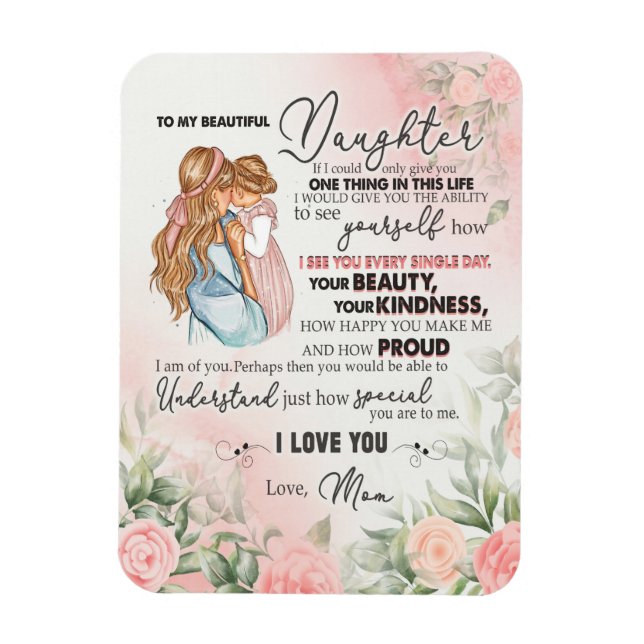 Dotter Gift | Brev till min dotter från Mamma Magnet (Vertikal)