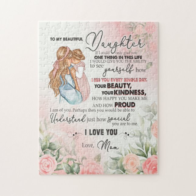 Dotter Gift | Brev till min dotter från Mamma Pussel (Vertikal)