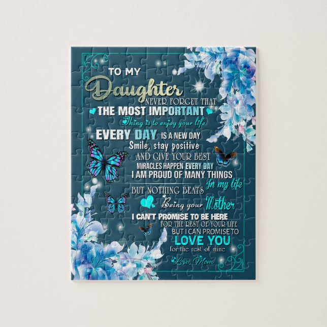 Dotter Gift | Brev till min dotter från Mamma Pussel (Vertikal)