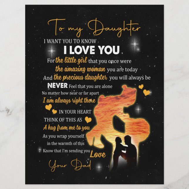 Dotter Gift |Brev till min dotter Kärlek från Papp Brevhuvud (Framsida)