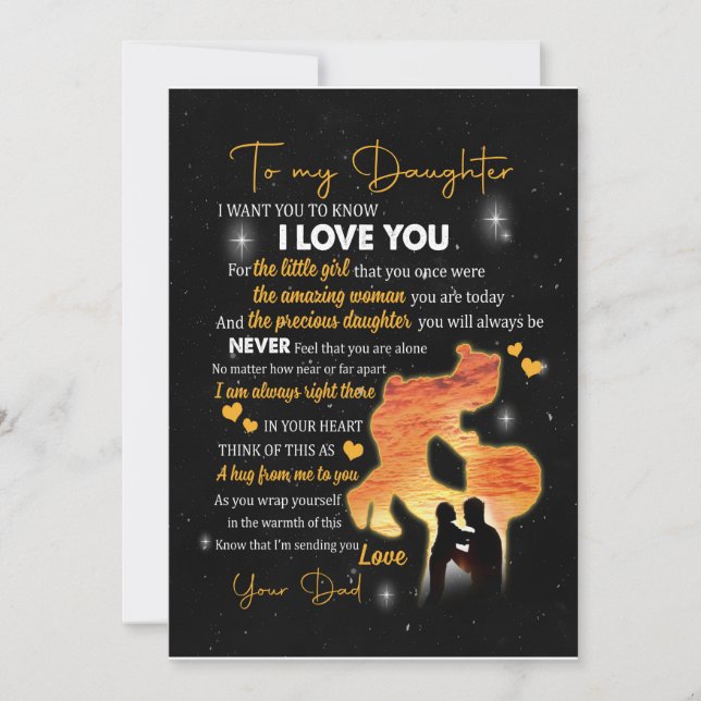 Dotter Gift |Brev till min dotter Kärlek från Papp Inbjudningar (Framsida)