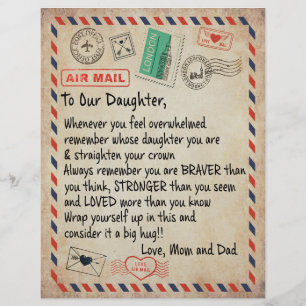 Dotter Gift   till vår dotter Kärlek från Mamma Pa Brevhuvud