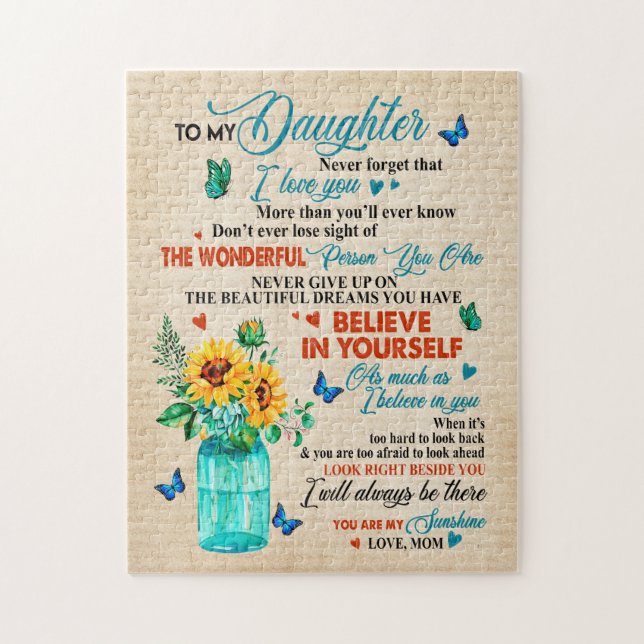 Dotter Gifts | Brev till min dotter från Mamma Pussel (Vertikal)