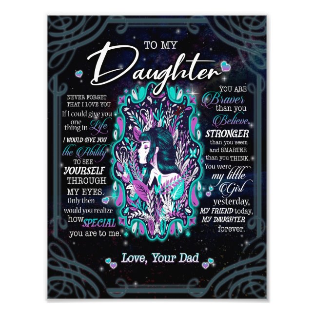 Dotter Gifts | Brev till min dotter från Pappa Fototryck (Framsidan)