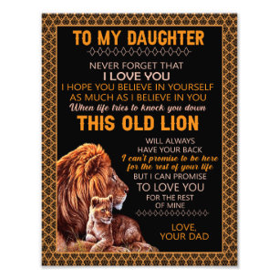 Dotter Gifts   Brev till min dotter från Pappa Fototryck