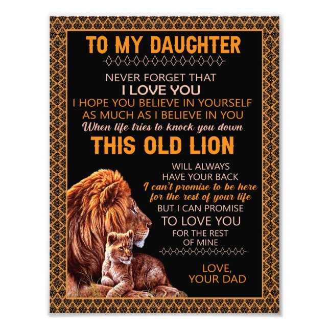 Dotter Gifts | Brev till min dotter från Pappa Fototryck (Framsidan)