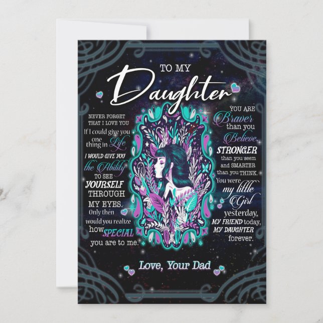 Dotter Gifts | Brev till min dotter från Pappa Julkort (Framsida)