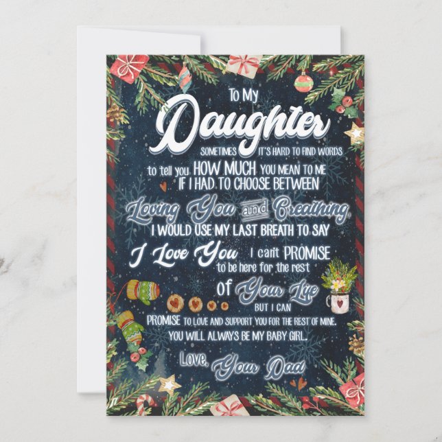 Dotter Gifts | Brev till min dotter från Pappa Julkort (Framsida)