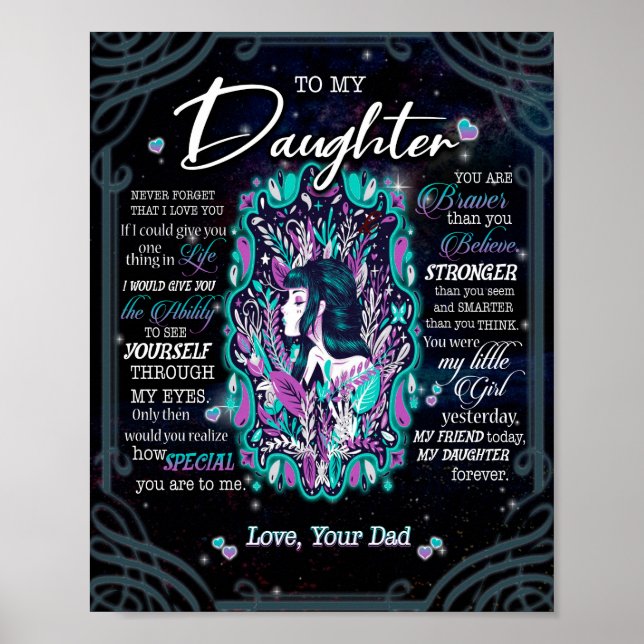 Dotter Gifts | Brev till min dotter från Pappa Poster (Framsidan)