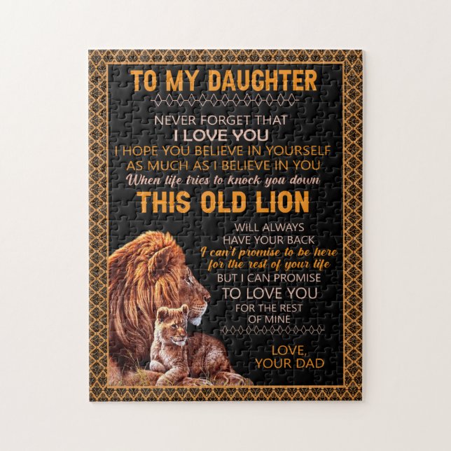 Dotter Gifts | Brev till min dotter från Pappa Pussel (Vertikal)