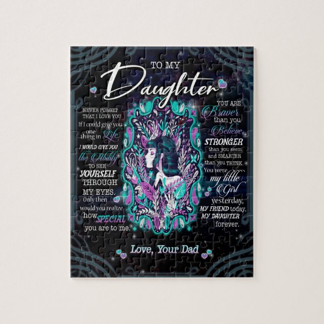 Dotter Gifts | Brev till min dotter från Pappa Pussel (Vertikal)
