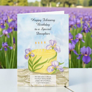 Dotter Glad födelsedag i februari Iris Tårta Kort