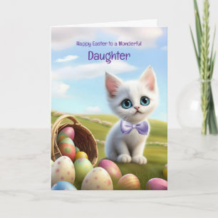 Dotter Glad påsk med sött vitt kattunge Kort