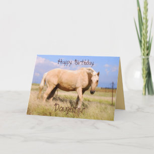 Dotter Grattis på födelsedagen Palomino Horse Card Kort