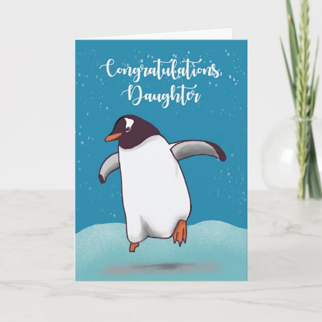 Dotter Grattisar Penguin Jumping for Joy Kort (Framsida)