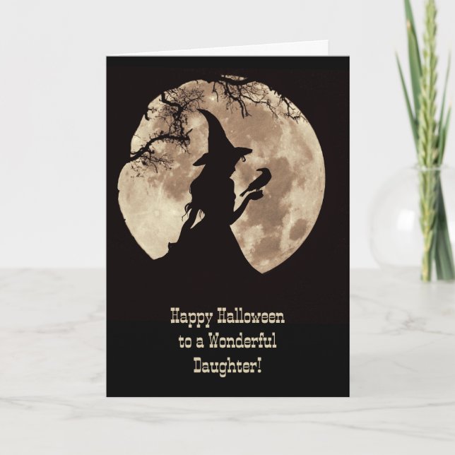 Dotter Happy halloween Bevackra Witch och Raven Kort (Framsida)