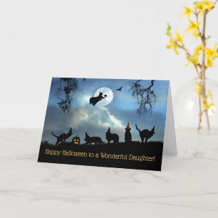 Dotter Happy halloween Witches and Cats Kort