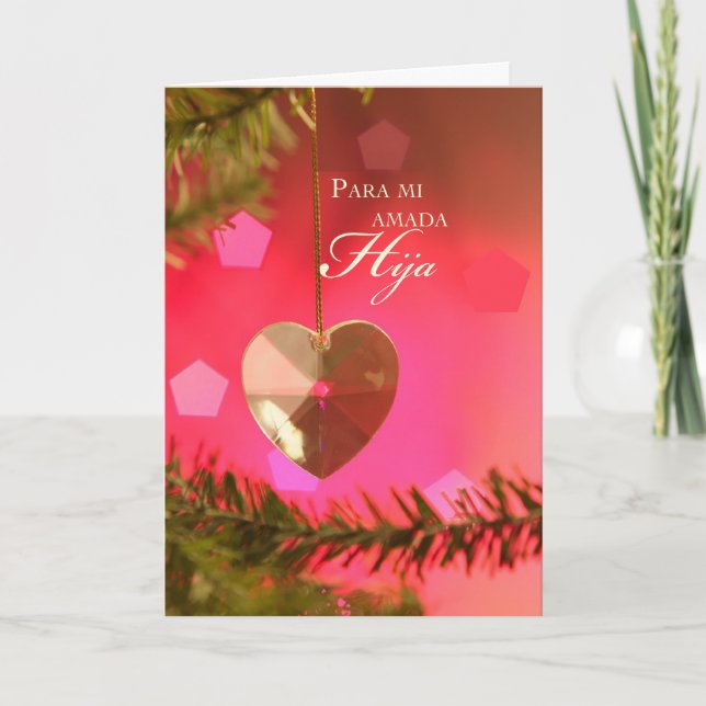 Dotter Heart på Träd, julspansk Helgkort (Framsida)