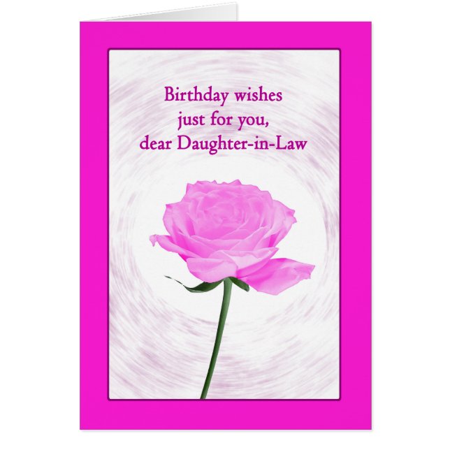 Dotter i Lag Birthday vackra Rosa ros Hälsningskort (Framsidan)