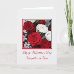 Dotter i Lag Valentines Day Red vit ros Helgkort