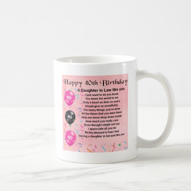 Dotter i lagdikt - 40th födelsedag kaffemugg (Höger)