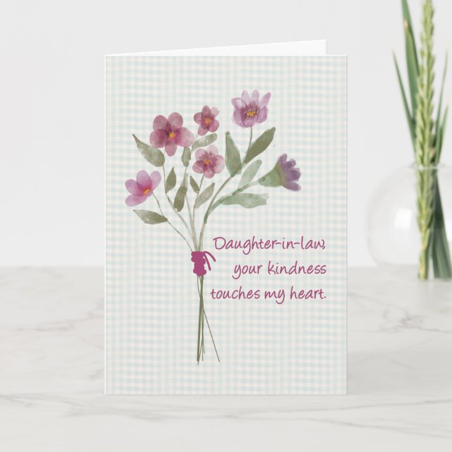Dotter i Law Bouquet of Flowers Tack Kort (Framsida)