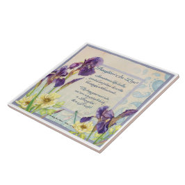 Dotter i Law Calligraphy Dikt Iris Watercolor Kakelplatta