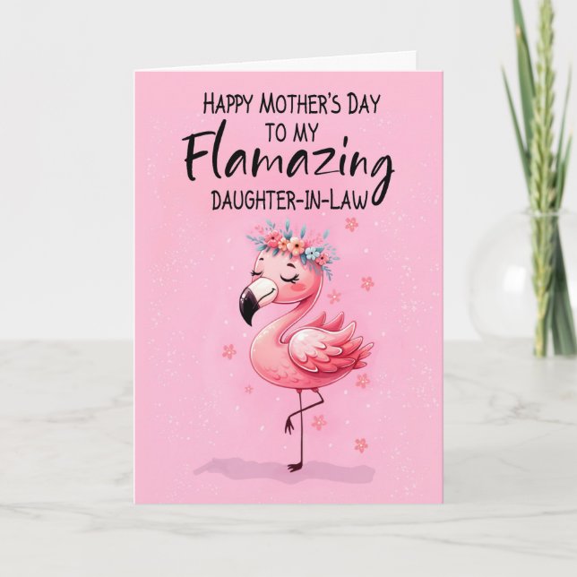 Dotter i Law Mors dag med Flamingo Fabulous Kort (Framsida)