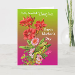 Dotter/Lycklig Mors dag - Blommigt och papegoja Kort