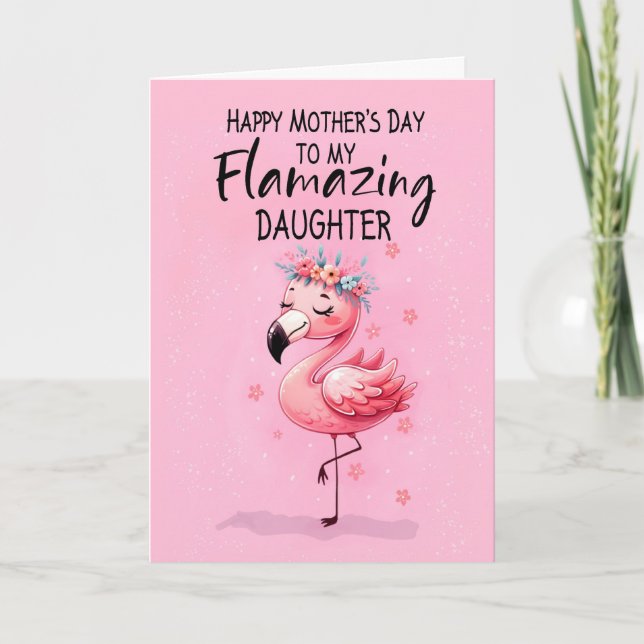 Dotter Mors dag med Flamingo Fabulous Roligt Kort (Framsida)